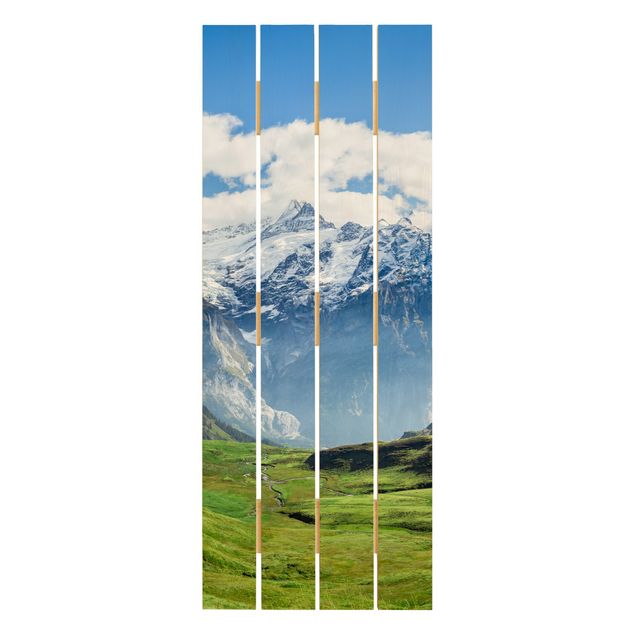 Stampa su legno - Panorama delle Alpi svizzere