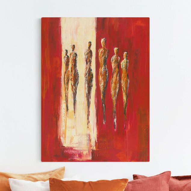 quadro astratto moderno Sei figure in rosso