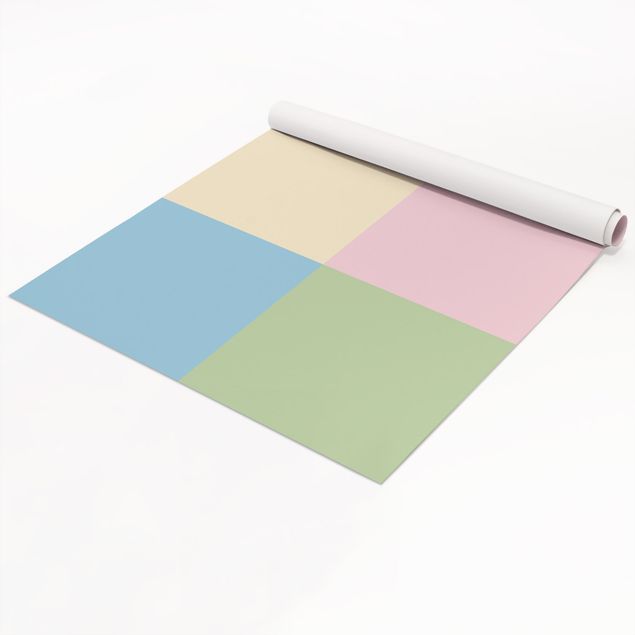 Pellicola adesiva - Set di 4 quadrati color pastello - crema rosé blu pastello menta