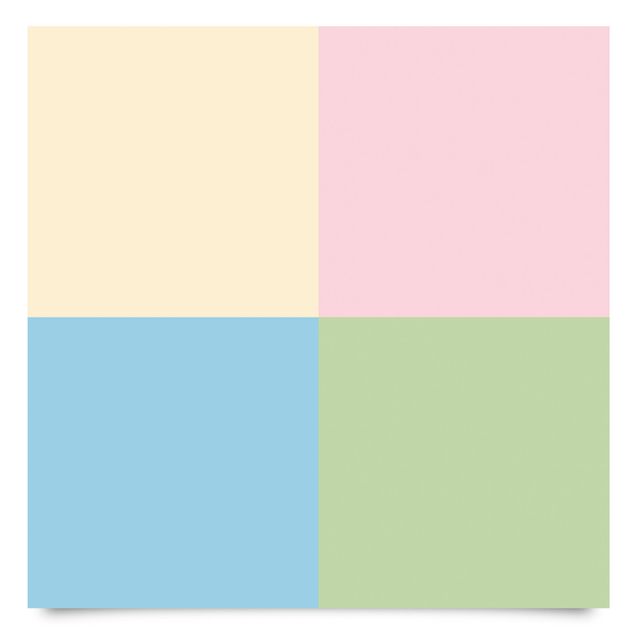 Carta Adesiva per Mobili - Set di 4 quadrati color pastello - crema rosé blu pastello menta