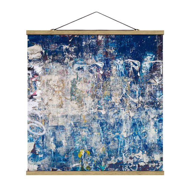 Foto su tessuto da parete con bastone - Parete shabby in blu - Quadrato 1:1