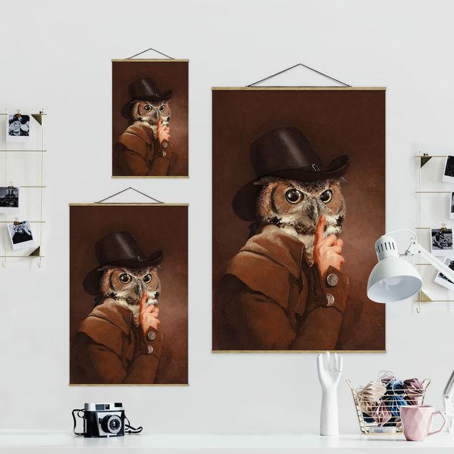Foto su tessuto da parete con bastone - Gufo Sherlock