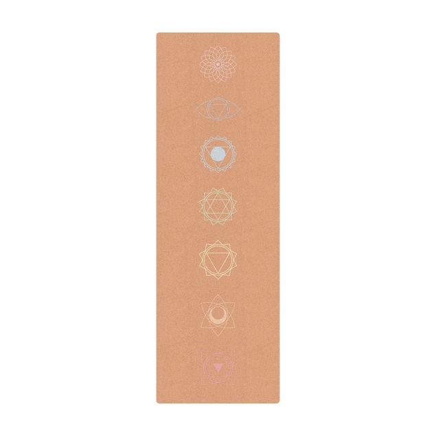 Tappetino di sughero - Sette Chakra pastello - Formato verticale 1:3