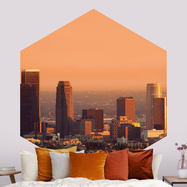 Carta da parati esagonale adesiva con disegni - Skyline of Los Angeles