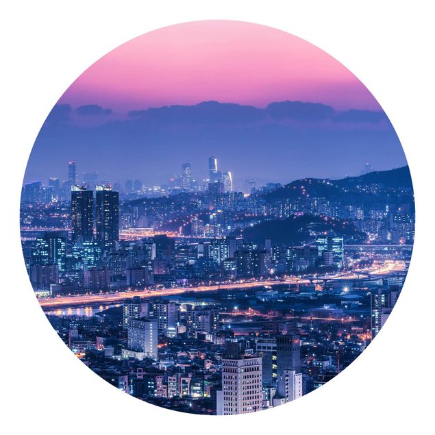 Carta da parati rotonda autoadesiva - Skyline di Seul