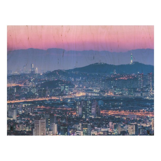 Stampa su legno - Skyline di Seul