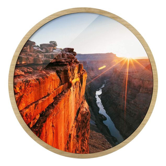 Quadro rotondo incorniciato - Sole nel Grand Canyon