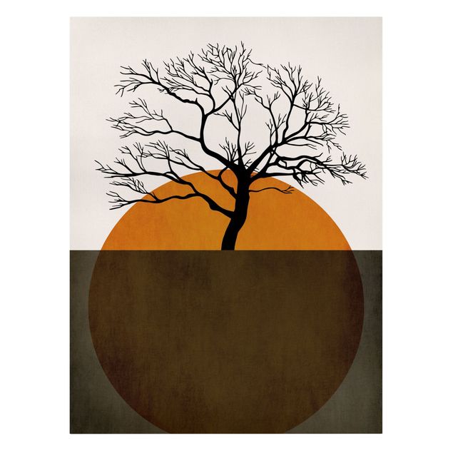 Stampe su tela paesaggio Sole con albero