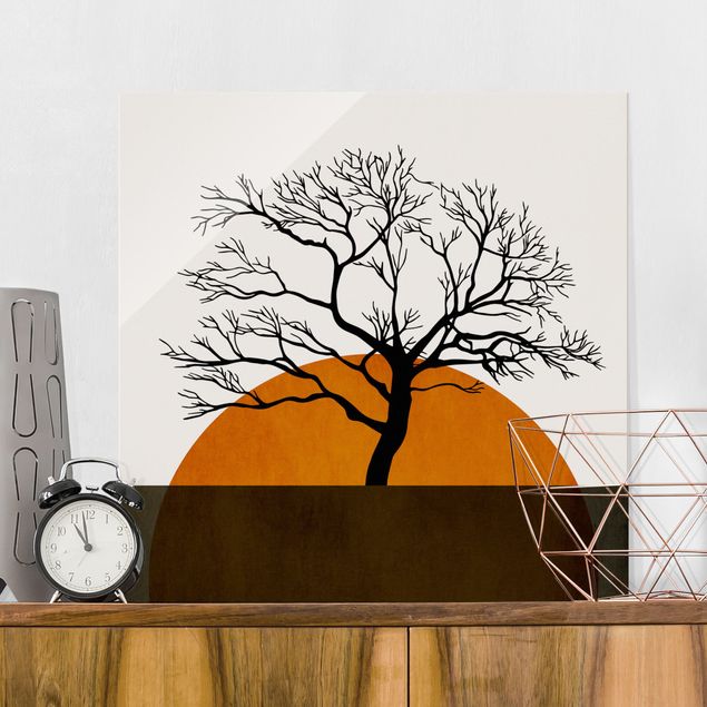 quadro astratto Sole con albero