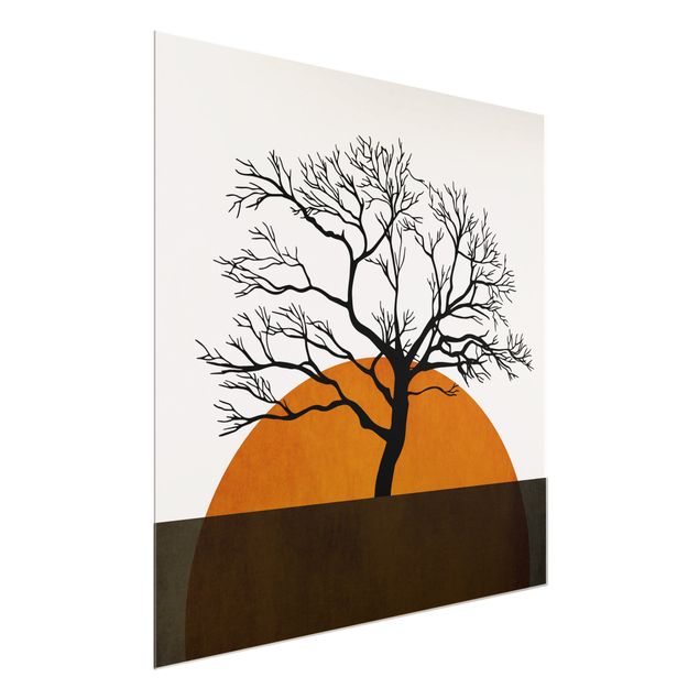 Lavagna magnetica vetro Sole con albero