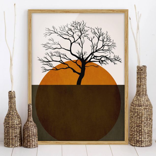 quadro astratto Sole con albero