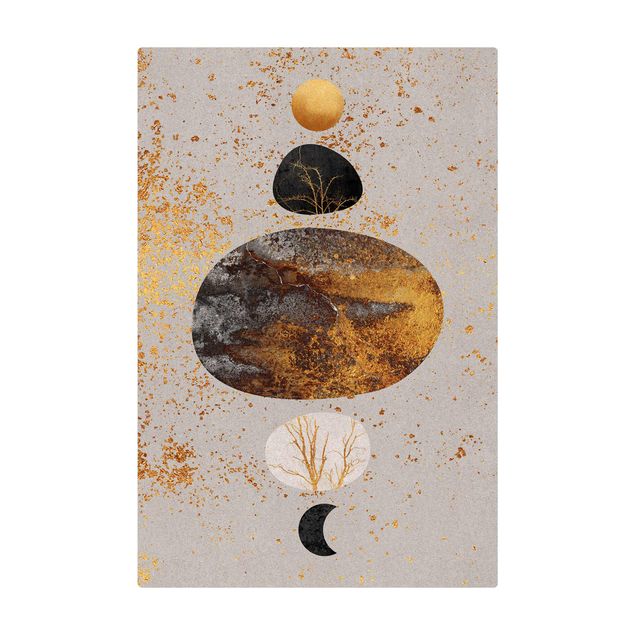 Tappetino di sughero - Sole e luna in oro luccicante - Formato verticale 2:3