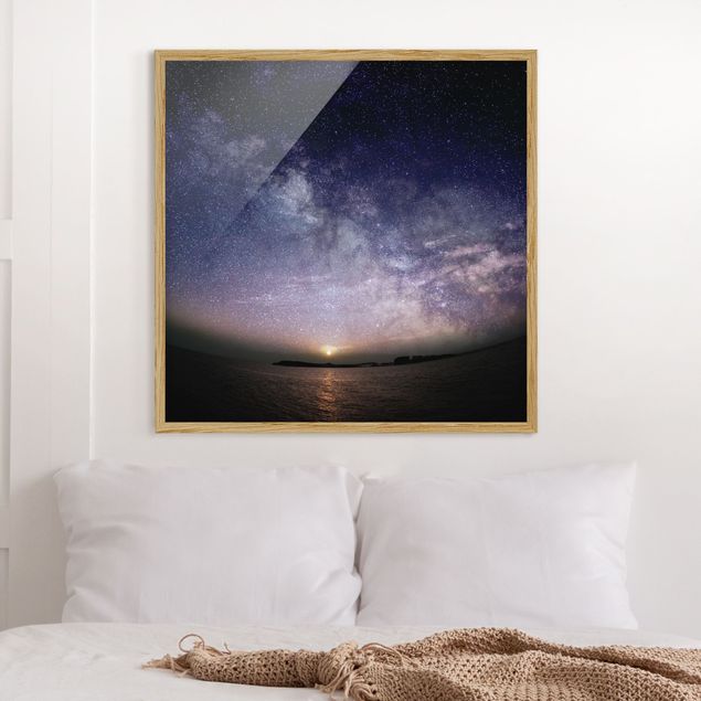 Poster con cornice - Sole e cielo stellato al mare