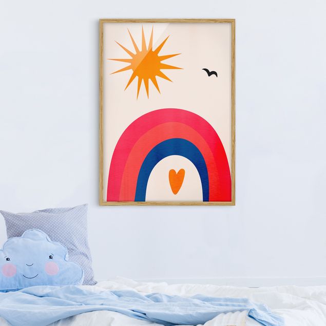 quadro astratto moderno Sole e arcobaleno