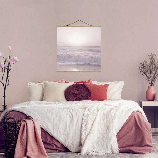 Foto su tessuto da parete con bastone - Tramonto in rosa delicato - Quadrato 1:1