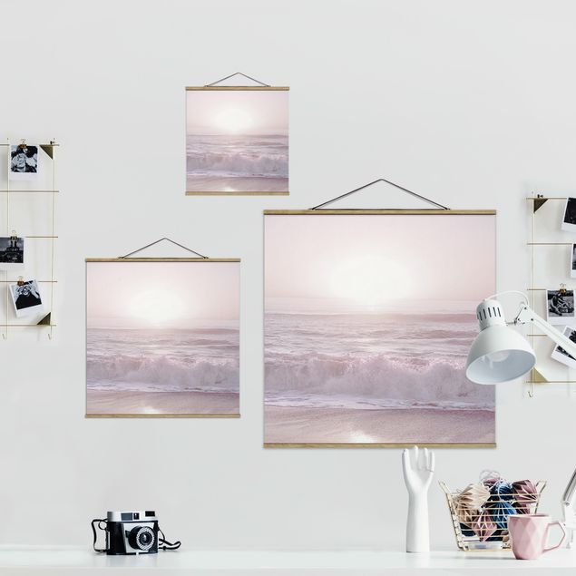Foto su tessuto da parete con bastone - Tramonto in rosa delicato - Quadrato 1:1