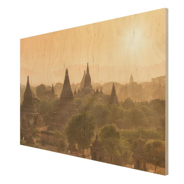 Stampa su legno - Tramonto su Bagan