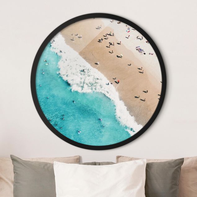 Poster con cornice rotonda Domenica in spiaggia