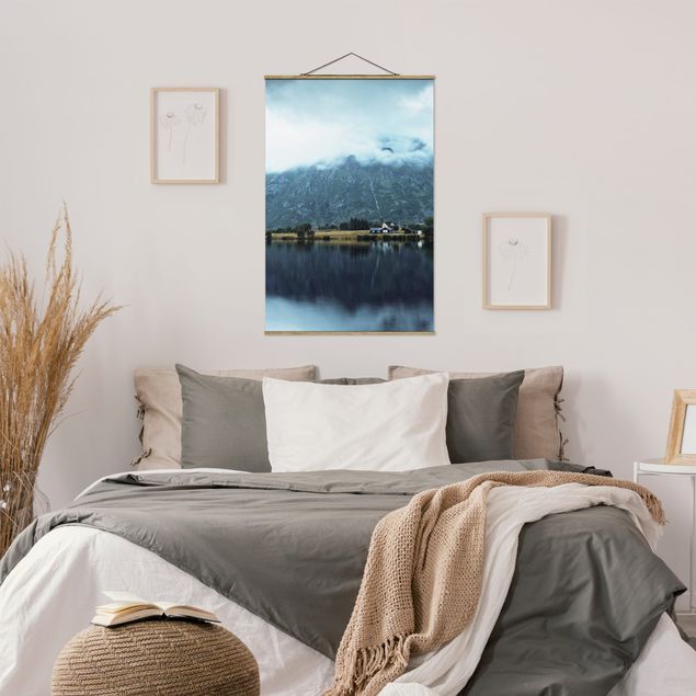 Foto su tessuto da parete con bastone - Riflesso sulle Isole Lofoten - Verticale 2:3
