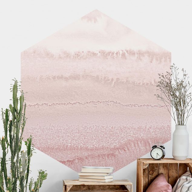 carta da parati effetto acquerello Gioco di colori in rosa