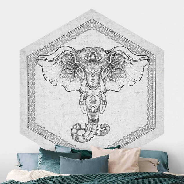 Carta da parati esagonale Elefante spirituale in cemento