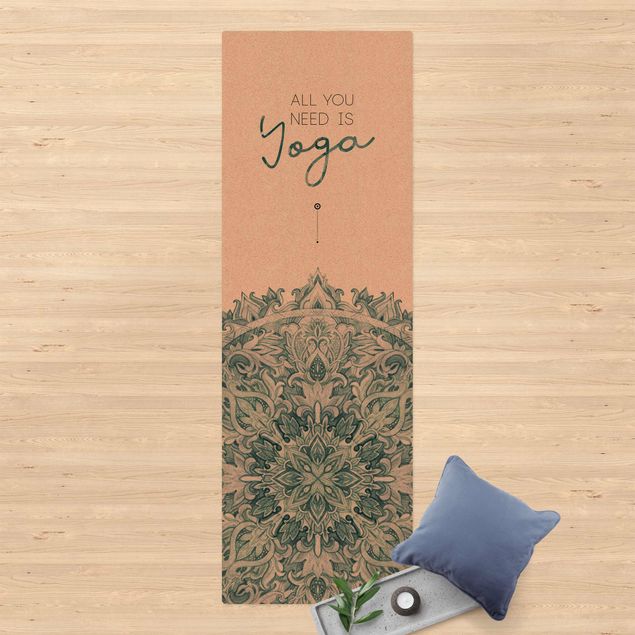 Tappeti moderni Testo All You Need Is Yoga Blu