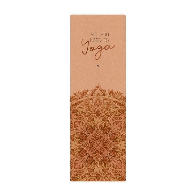 Tappetino di sughero - Detto All you need is Yoga arancione - Formato verticale 1:3