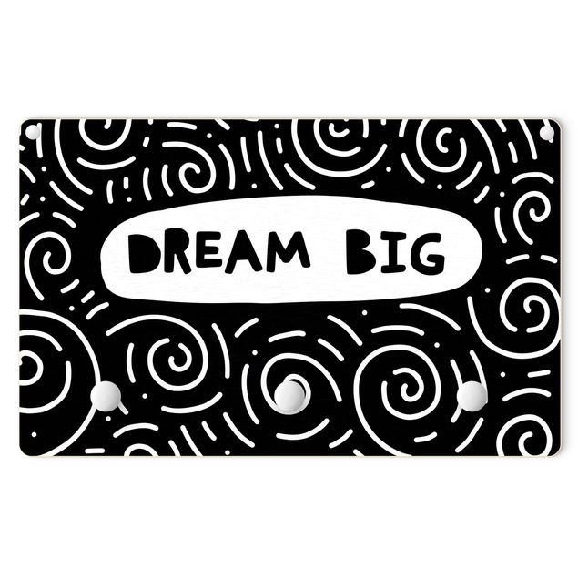 Appendiabiti per bambini - Citazione Dream Big con vortice in bianco nero
