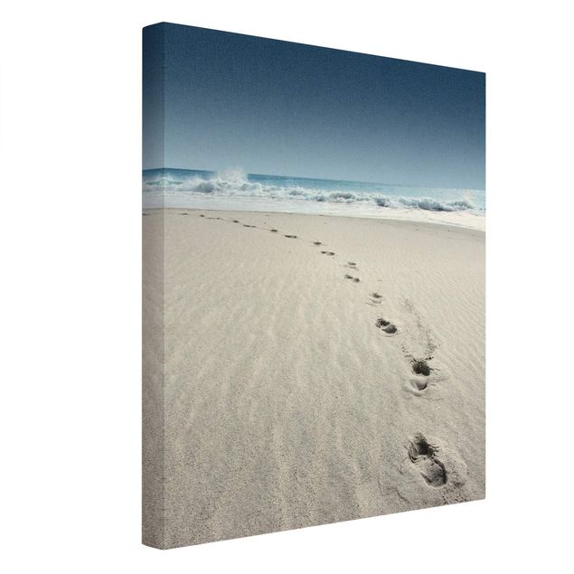 Quadro su tela naturale - Impronte sulla sabbia - Formato verticale 3:4