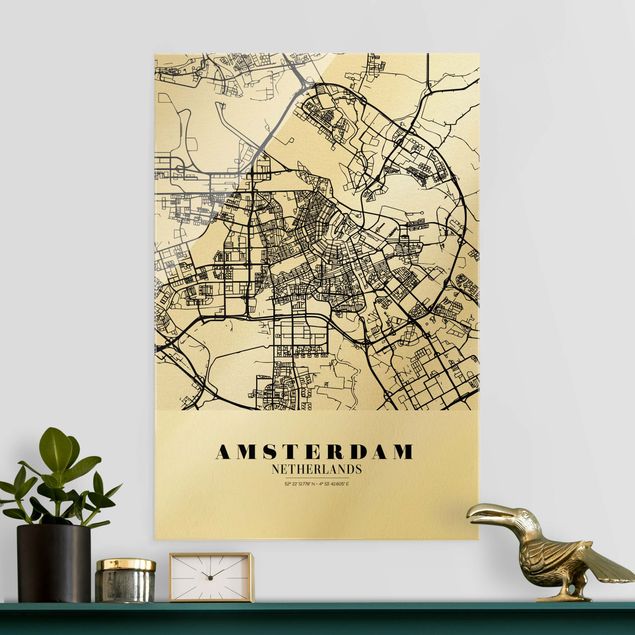 Lavagna magnetica vetro Mappa della città di Amsterdam - Classica