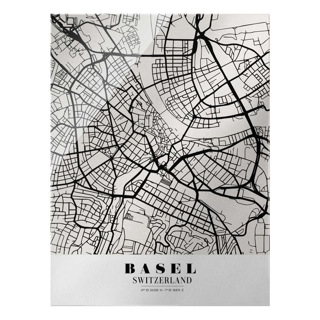 Quadro in vetro - Basel City Map - Classic - Verticale 3:4