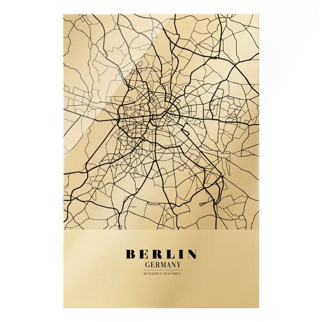 Quadro in vetro - Pianta della città Berlino - Classico - Formato verticale
