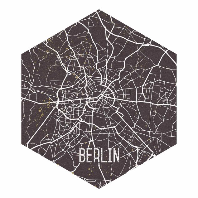 Carta da parati esagonale adesiva con disegni - Mappa di Berlino - Rétro