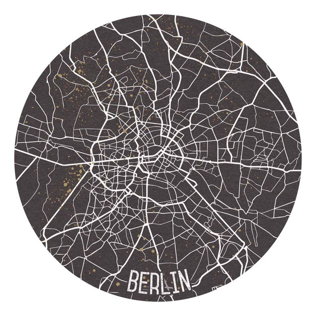 Carta da parati rotonda autoadesiva - Mappa Berlino - Retro