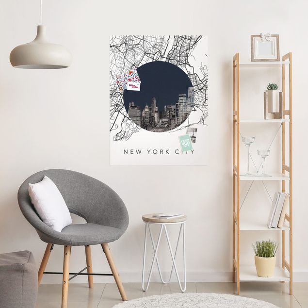 Lavagna magnetica vetro Collage di mappe di New York