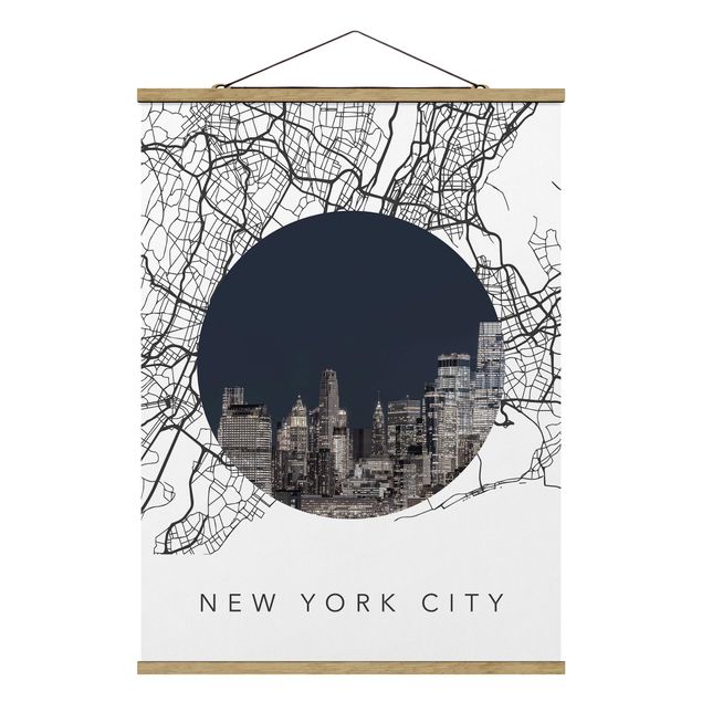 Foto su tessuto da parete con bastone - Collage mappa di New York City - Verticale 3:4