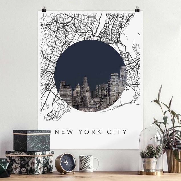 Poster illustrazioni Collage di mappe di New York