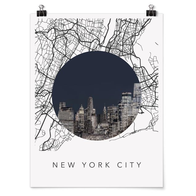 Poster - Collage mappa di New York City