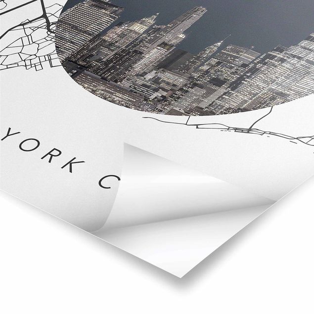 Poster - Collage mappa di New York City