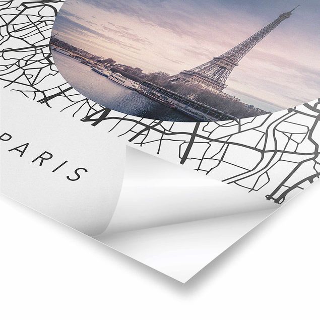 Poster - Collage mappa di Parigi