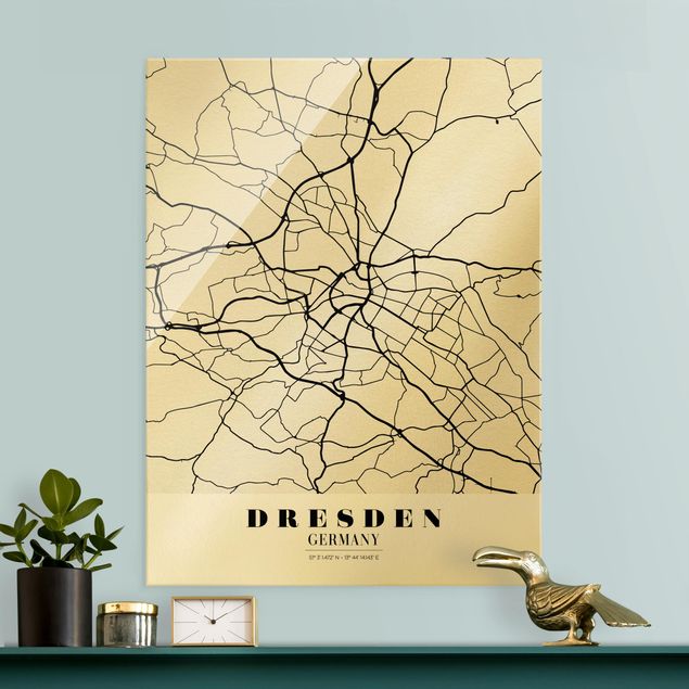 Quadro in vetro - Dresden City Map - Classical - Verticale 3:4