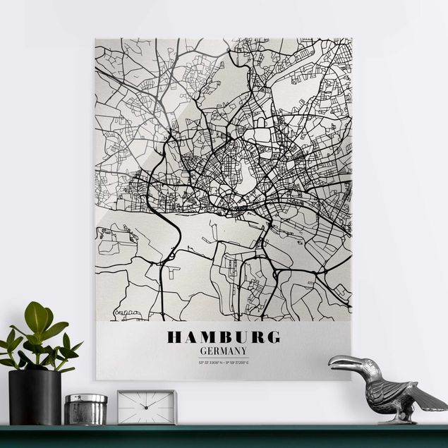 Lavagna magnetica vetro Mappa di Amburgo - Classica