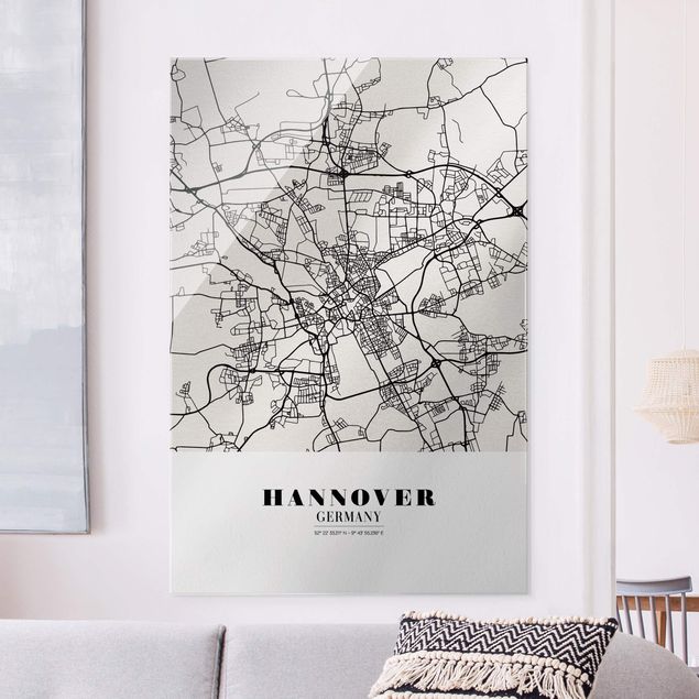 Lavagna magnetica vetro Mappa di Hannover - Classica