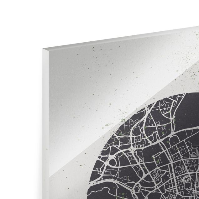 Quadro in vetro - Lisbon City Map - Retro - Verticale 3:4