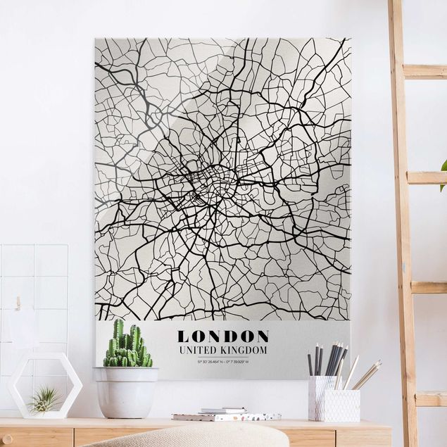 Lavagna magnetica vetro Mappa di Londra - Classica