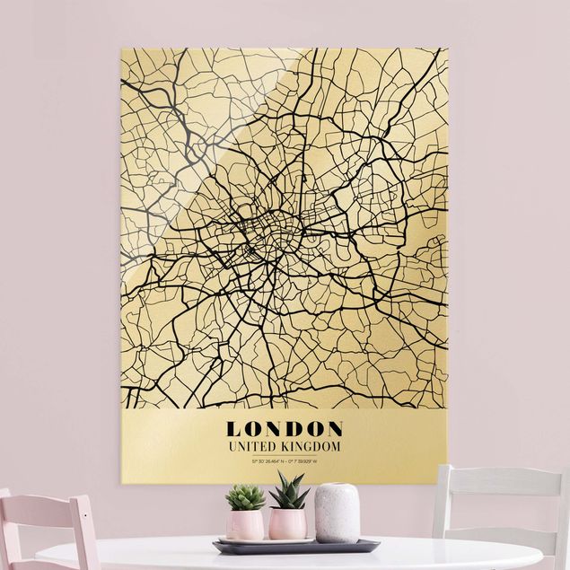 Quadro in vetro - London City Map - Classic - Verticale 3:4