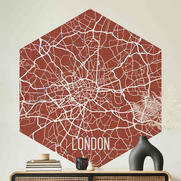 Carta da parati esagonale adesiva con disegni - Mappa di Londra - Rétro