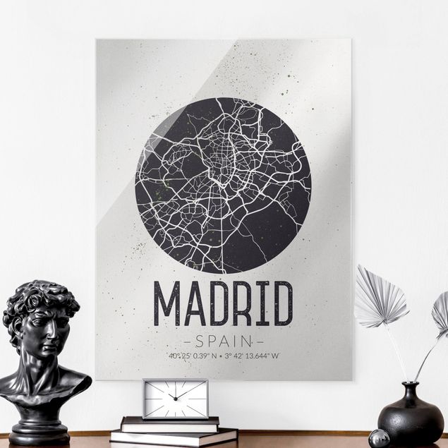 Lavagna magnetica vetro Mappa di Madrid - Retrò
