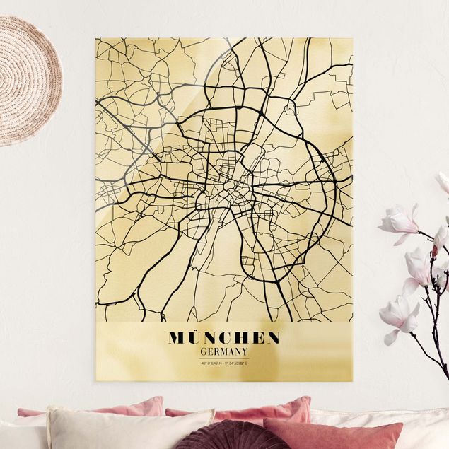 Lavagna magnetica vetro Mappa di Monaco di Baviera - Classica