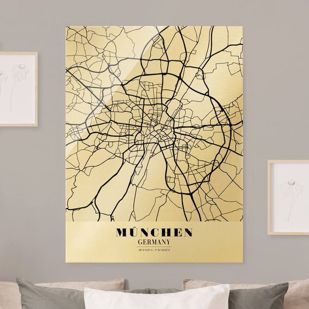 Quadro in vetro - Munich City Map - Classic - Verticale 3:4